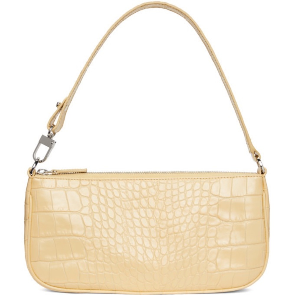 BY FAR Yellow Croc Rachel Shoulder Bag in Wheat